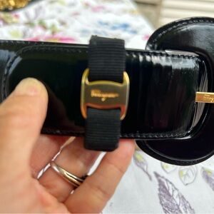 SOLD Salvatore Ferragamo Black Patent Leather Belt